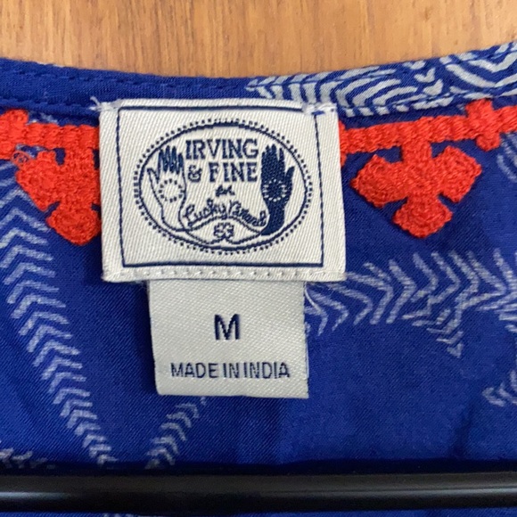 Irving & Fine For Lucky Brand Blue Embroidered Top - Picture 3 of 5